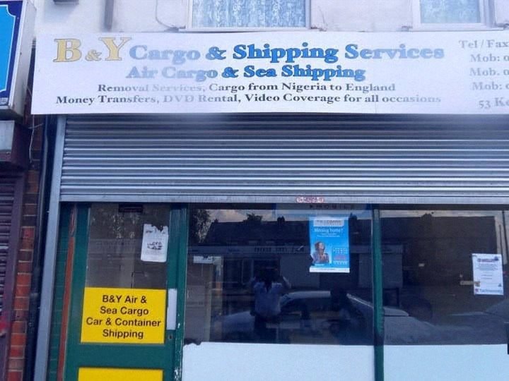 The original B&Y Cargo shopfront, shipping cargo from Nigeria to England