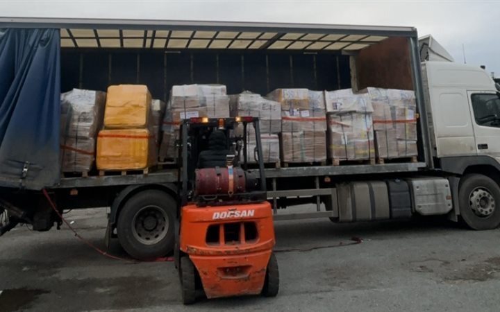 A truck loaded with cargo pallets, bound from the UK to Nigeria